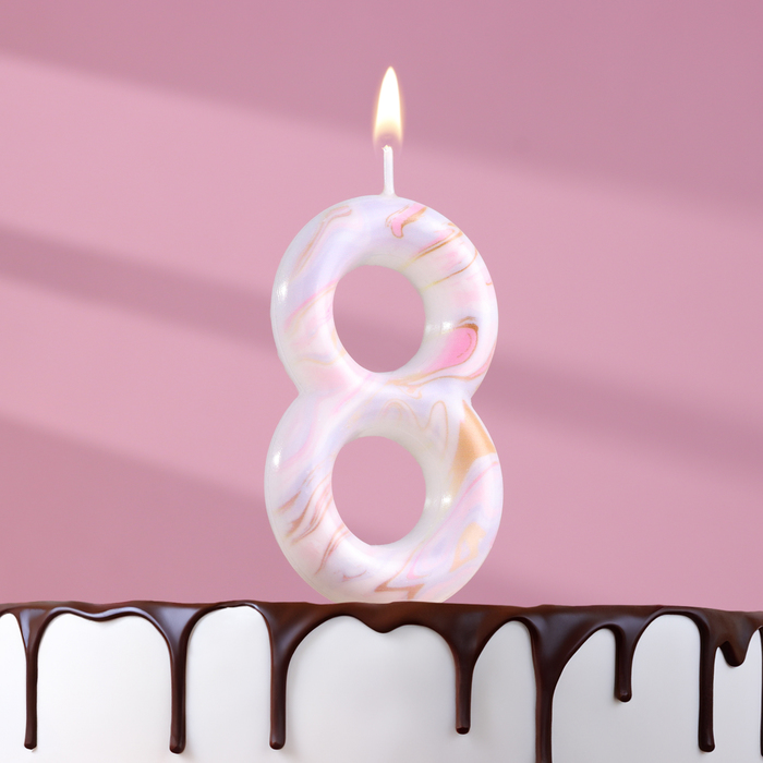 Свеча в торт Белый мрамор, цифра 8, ГИГАНТ, 9 см свеча в торт белый мрамор цифра 0 гигант 12 5 см