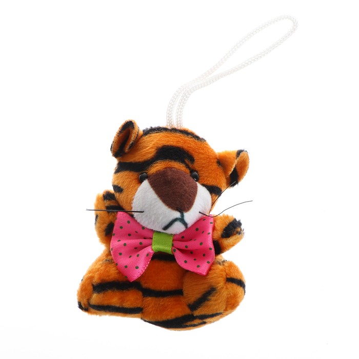 Мягкая игрушка Тигр с бантом на подвесе, цвет МИКС
