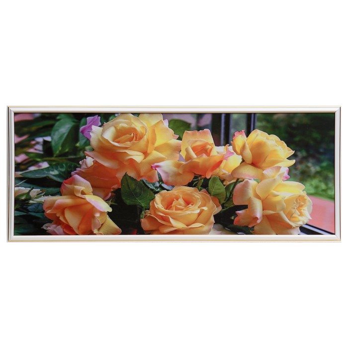 Картина "Жёлтые розы" 35х90(39х93)см