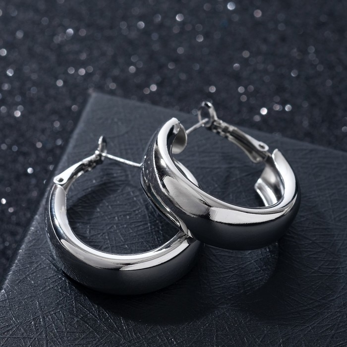 Серьги-кольца «Плотная линия» мятый металл, цвет серебро, d=4 кулон цепь мятый металл цвет серебро 45см