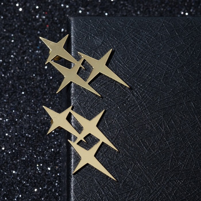 Серьги из металла «Три звезды», цвет золото