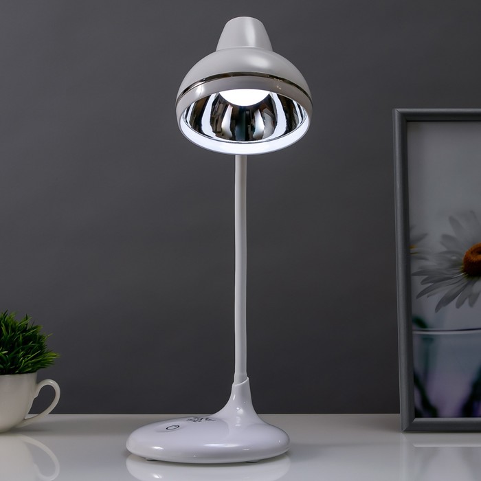 

Настольная лампа сенсорная 16744/1 LED 2Вт 6000К USB АКБ белый 14х14х44 см RISALUX