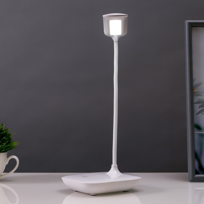 фото Настольная лампа сенсорная 16758/1 led 2вт 6000к usb акб белый 13х10,5х38 см risalux