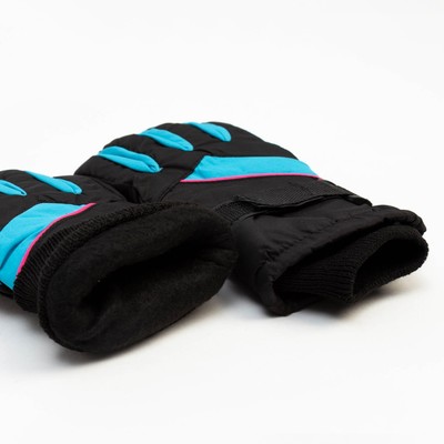 Перчатки зимние детские MINAKU, цв.черный/мятный, р-р 16 (18 см)