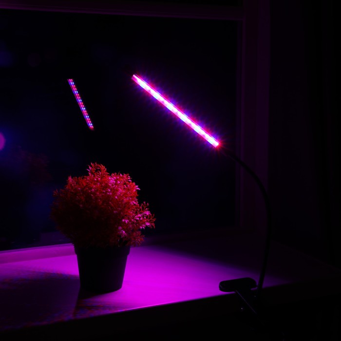 фото Фитосветильник светодиодный, 9 вт, 250 мм, ip66, 5 в, usb, биколорный, прищепка, с таймером