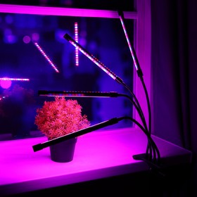 Светильник для растений с таймером, 4*9 Вт, 5 В, USB, красный + синий