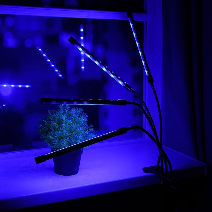 Светильник для растений с таймером, 4*9 Вт, 5 В, USB, красный + синий
