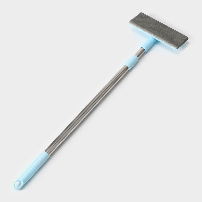 Окномойка с насадкой велюр, стальная телескопическая ручка, сгон силикон, 19×7×68(112) см, цвет МИКС