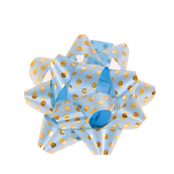 Бант-звезда №5 "Золотой горошек", цвет голубой