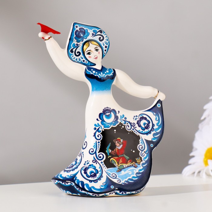 Сувенир-колокольчик Кукла, гжель, 11,5 см, керамика сувенир напёрсток гжель керамика