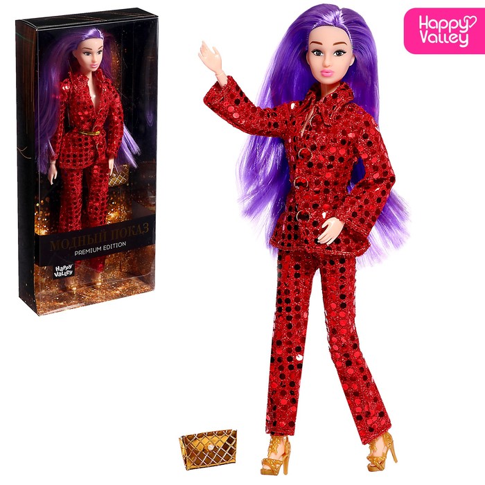 Кукла-модель шарнирная «Ксения - Модный показ» в красном костюме кукла модель шарнирная ксения модный показ в красном костюме