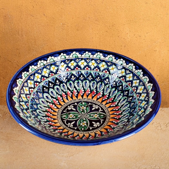 Супница Риштанская Керамика Узоры, 28 см, микс тарелка риштанская керамика узоры 28 см разноцветная микс