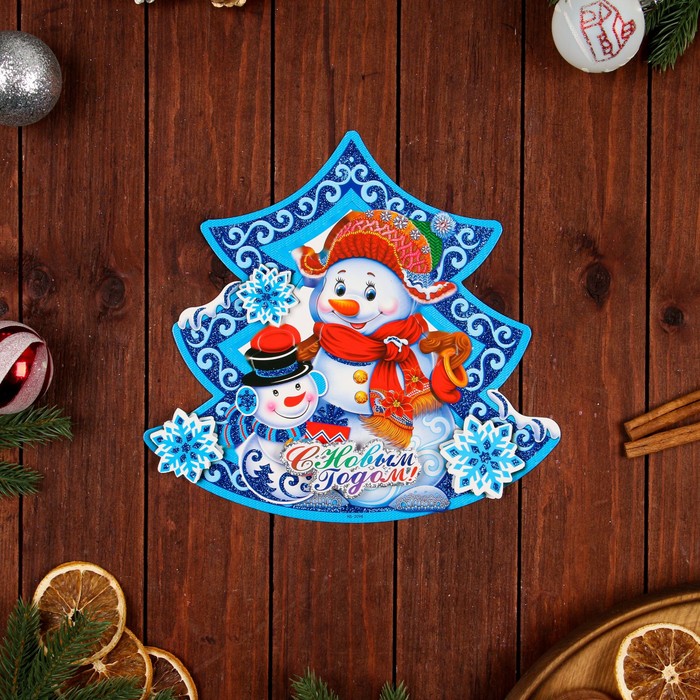Плакат фигурный МИКС С Новым Годом! Снеговик, 25 х 27 см