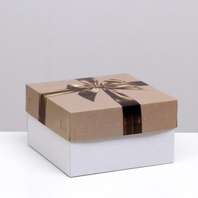 Коробка для торта 'Золотой бант', 21,5 х 21,5 х 12 см, 1 кг Ош