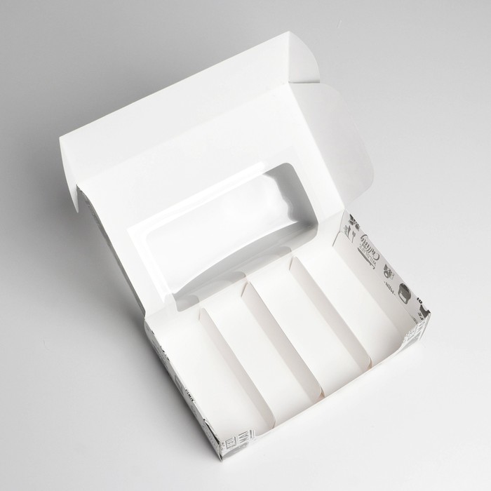 Коробка для эклеров с вкладышами MEN PATTERN, 25,2х15х7 см
