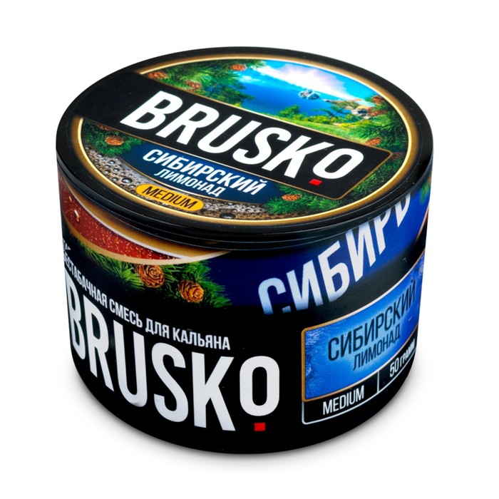 Бестабачная никотиновая смесь для кальяна Brusko Сибирский лимонад, 50 г, medium