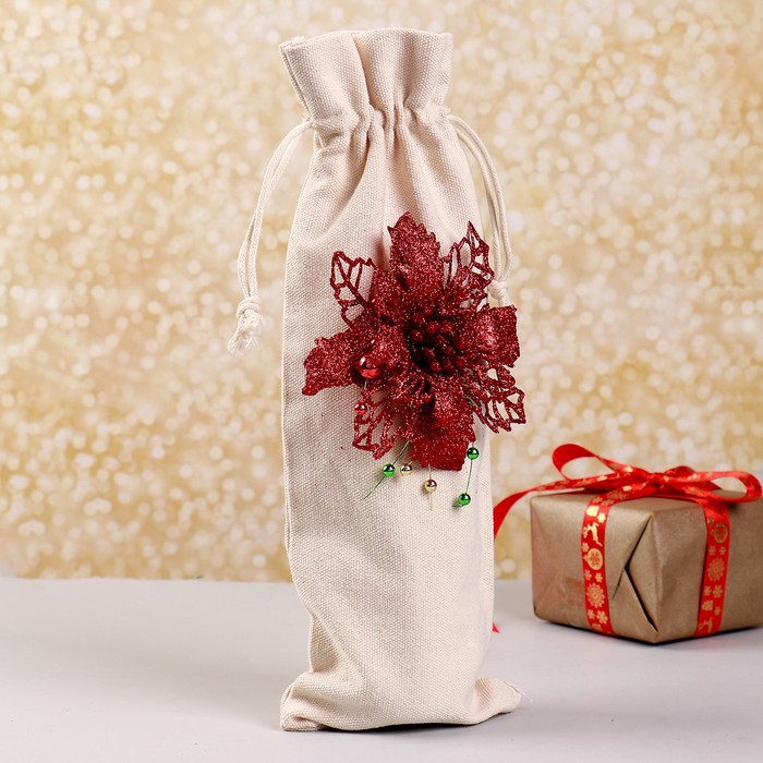 фото Чехол на бутылку «новогодний цветок» размер: 12×30 см страна карнавалия