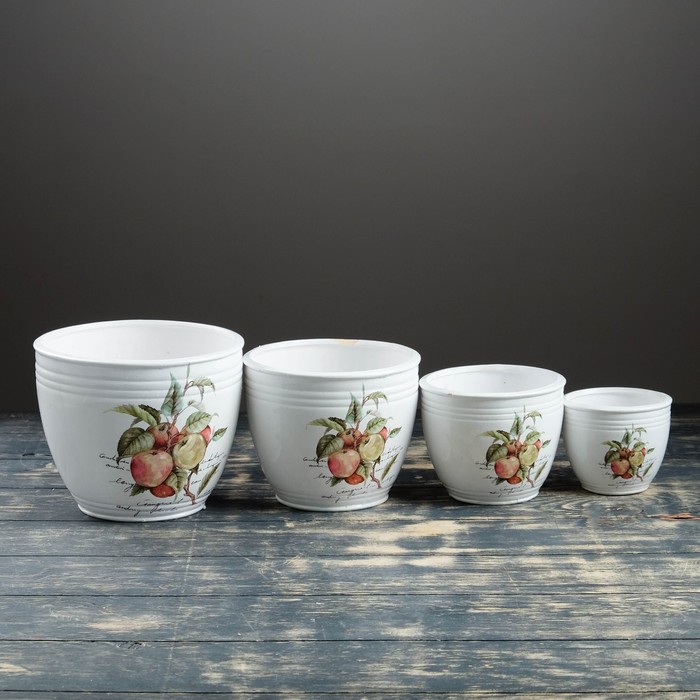 Набор кашпо 4 шт. "Яблочки" круглое