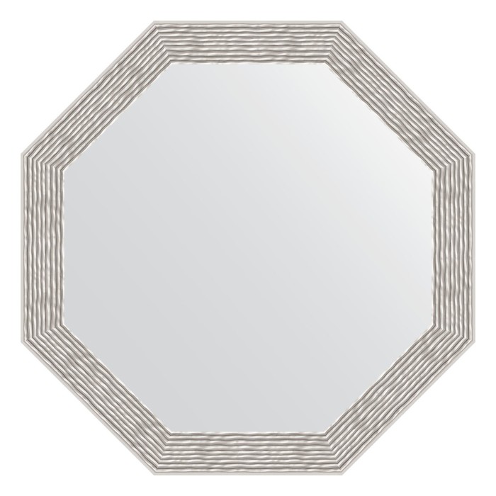 Зеркало в багетной раме, волна алюминий 46 мм, 48,2х48,2 см