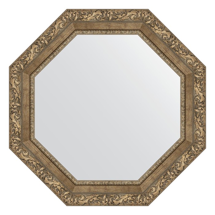 Зеркало в багетной раме, виньетка античная латунь 85 мм, 65,4х65,4 см