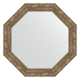 Зеркало в багетной раме, виньетка античная латунь 85 мм, 75,4х75,4 см