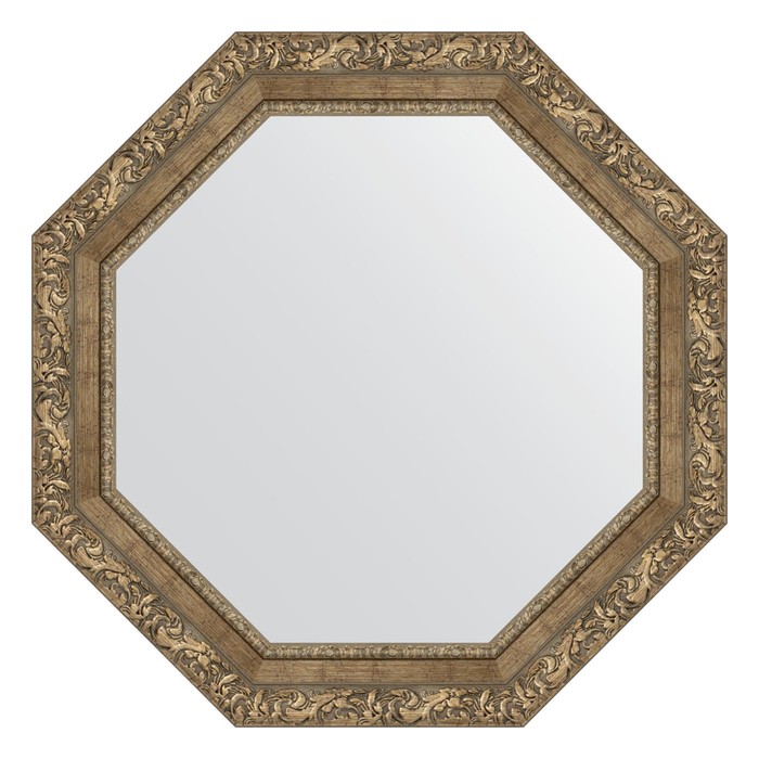 Зеркало в багетной раме, виньетка античная латунь 85 мм, 70x70 см