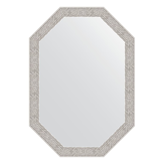 Зеркало в багетной раме, волна алюминий 46 мм, 48x68 см