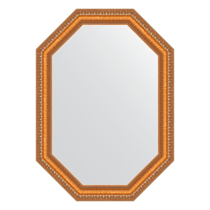 Зеркало в багетной раме, золотые бусы на бронзе 60 мм, 51x71 см
