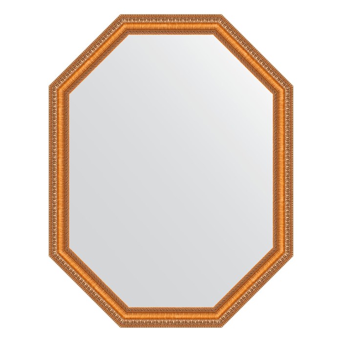 Зеркало в багетной раме, золотые бусы на бронзе 60 мм, 61x81 см
