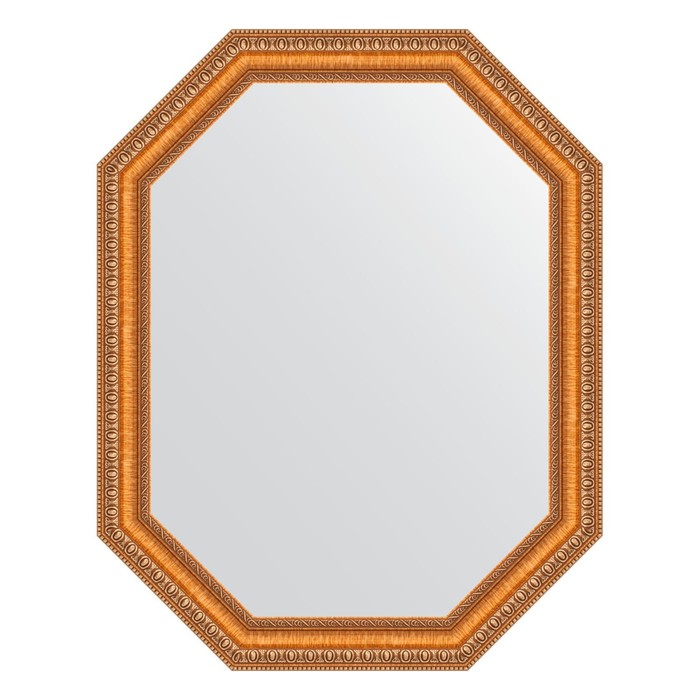 Зеркало в багетной раме, золотые бусы на бронзе 60 мм, 71x91 см