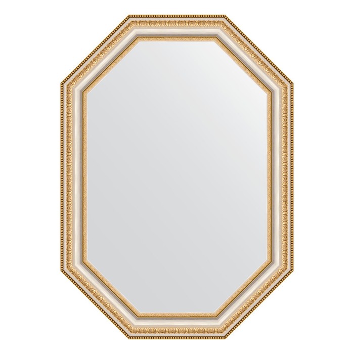 Зеркало в багетной раме, золотые бусы на серебре 60 мм, 51x71 см