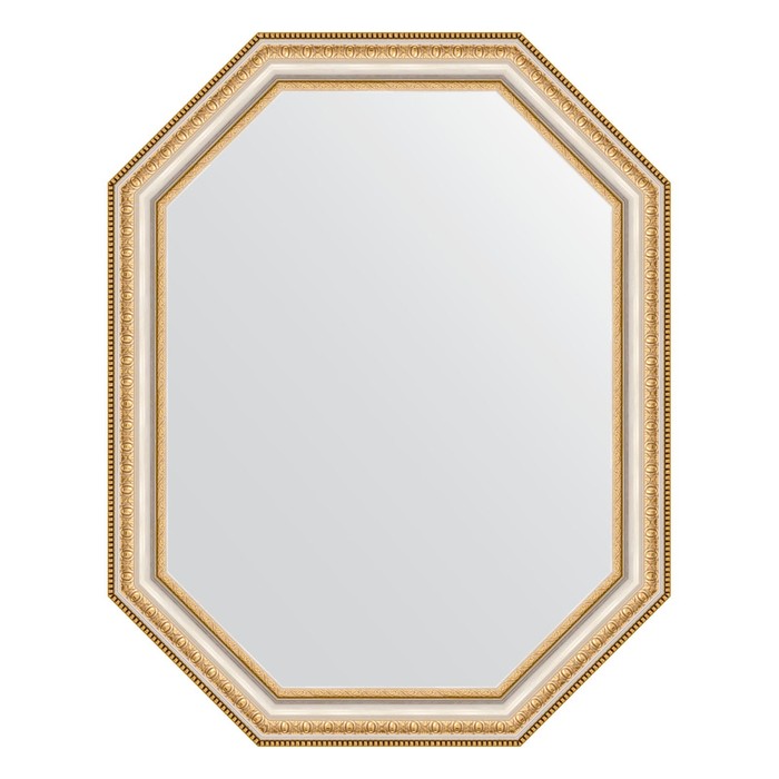 Зеркало в багетной раме, золотые бусы на серебре 60 мм, 56x71 см