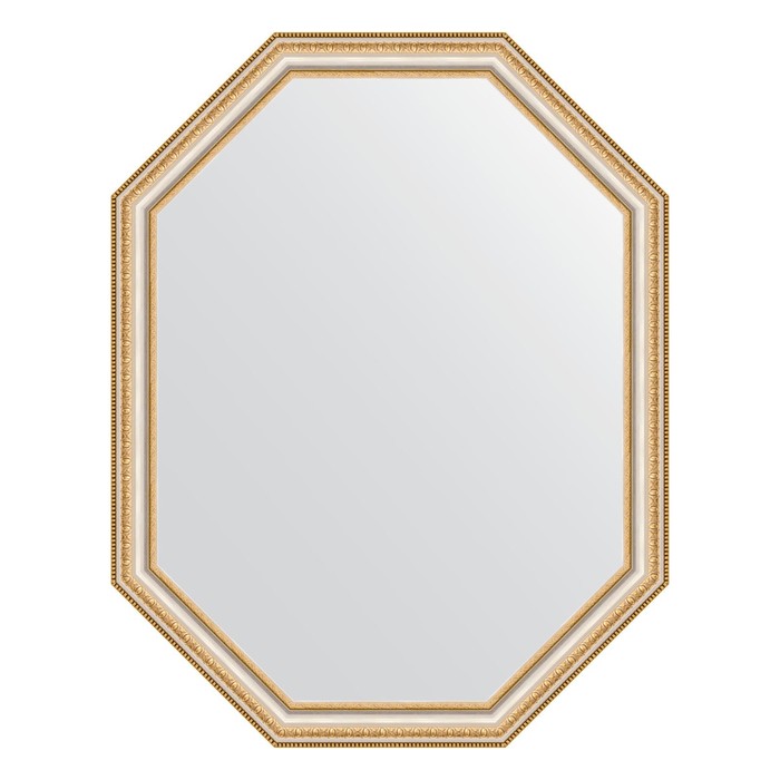 Зеркало в багетной раме, золотые бусы на серебре 60 мм, 71x91 см