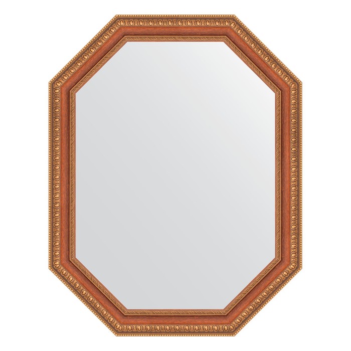Зеркало в багетной раме, бронзовые бусы на дереве 60 мм, 56x71 см