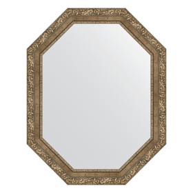 Зеркало в багетной раме, виньетка античная латунь 85 мм, 75x95 см
