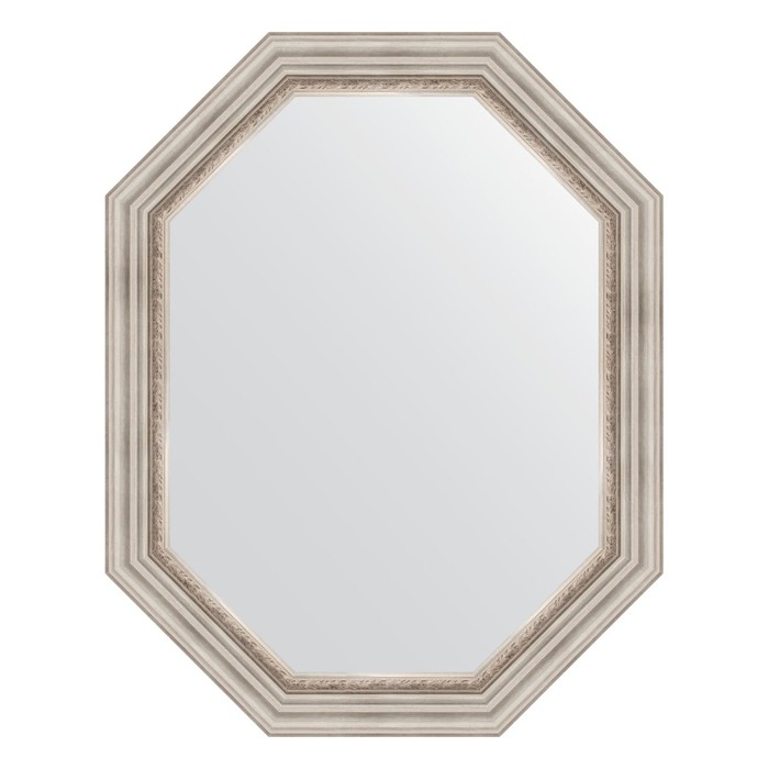 Зеркало в багетной раме, римское серебро 88 мм, 76x96 см
