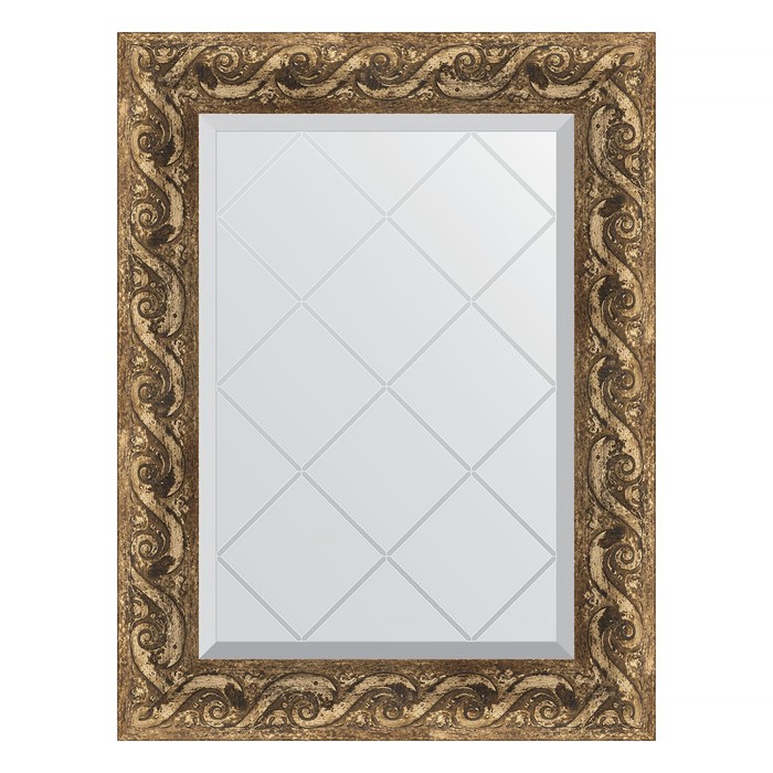 Зеркало с гравировкой в багетной раме, фреска 84 мм, 56x73 см зеркало с гравировкой в багетной раме фреска 84 мм 76x103 см