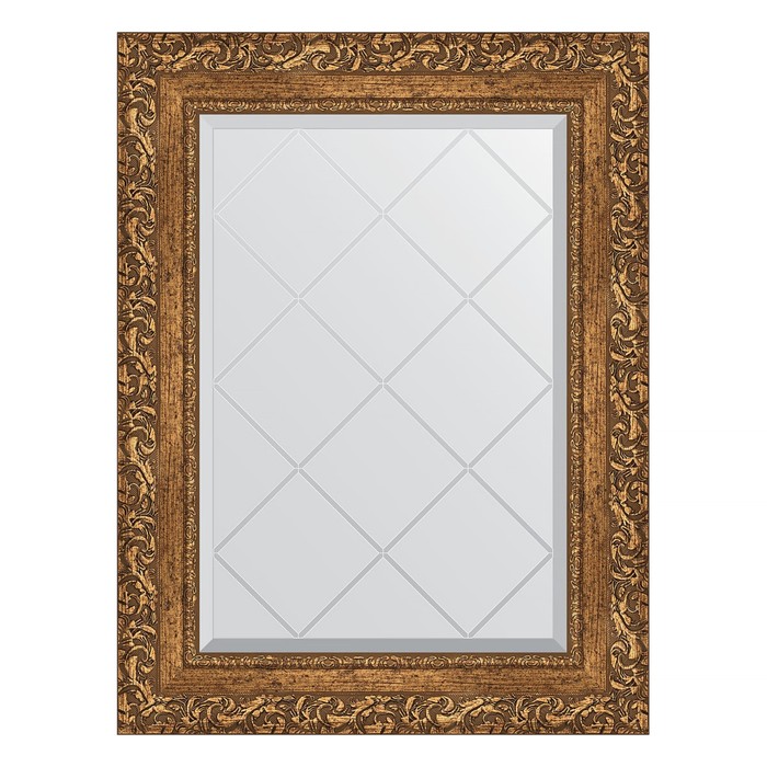 Зеркало с гравировкой в багетной раме, виньетка бронзовая 85 мм, 55x72 см
