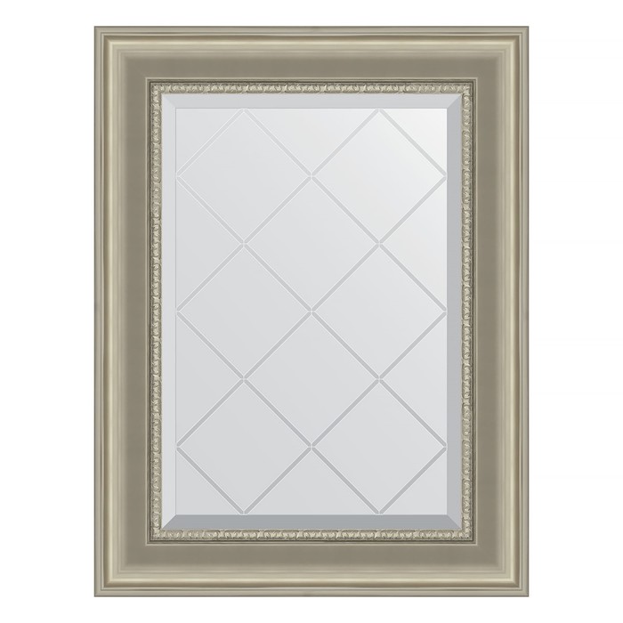 Зеркало с гравировкой в багетной раме, хамелеон 88 мм, 56x74 см