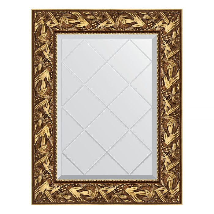 Зеркало с гравировкой в багетной раме, византия золото 99 мм, 59x76 см