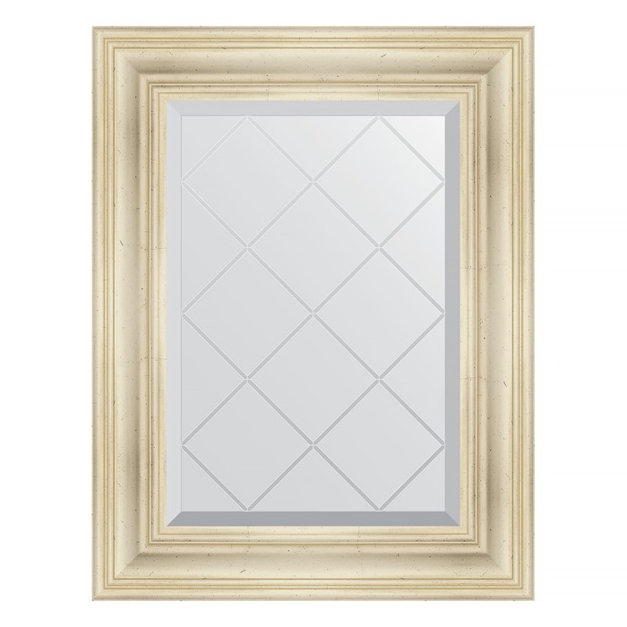 Зеркало с гравировкой в багетной раме, травленое серебро 99 мм, 59x76 см