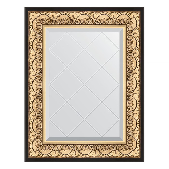 Зеркало с гравировкой в багетной раме, барокко золото 106 мм, 60x77 см