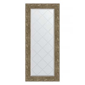 Зеркало с гравировкой в багетной раме, виньетка античная латунь 85 мм, 55x125 см