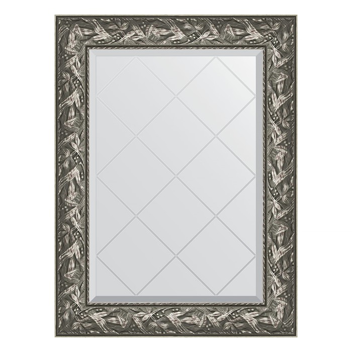 Зеркало с гравировкой в багетной раме, византия серебро 99 мм, 69x91 см зеркало с гравировкой в багетной раме византия серебро 99 мм 134x188 см