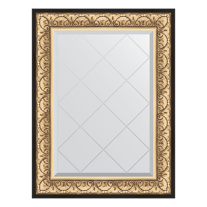 Зеркало с гравировкой в багетной раме, барокко золото 106 мм, 70x92 см зеркало с гравировкой в багетной раме барокко золото 106 мм 100x125 см