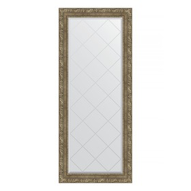 Зеркало с гравировкой в багетной раме, виньетка античная латунь 85 мм, 65x155 см