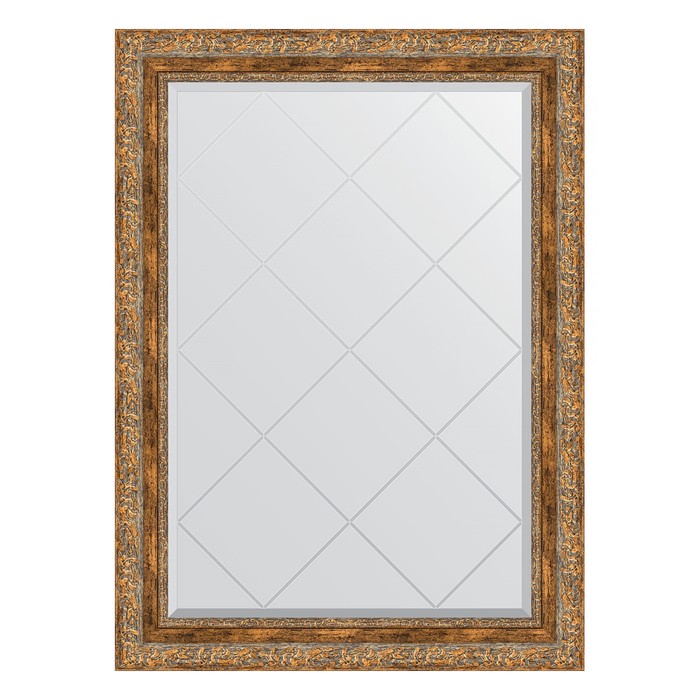 Зеркало с гравировкой в багетной раме, виньетка античная бронза 85 мм, 75x102 см