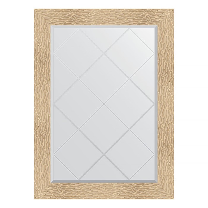 Зеркало с гравировкой в багетной раме, золотые дюны 90 мм, 76x104 см