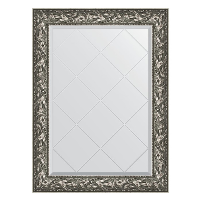 Зеркало с гравировкой в багетной раме, византия серебро 99 мм, 79x106 см зеркало с гравировкой в багетной раме византия бронза 99 мм 79x106 см