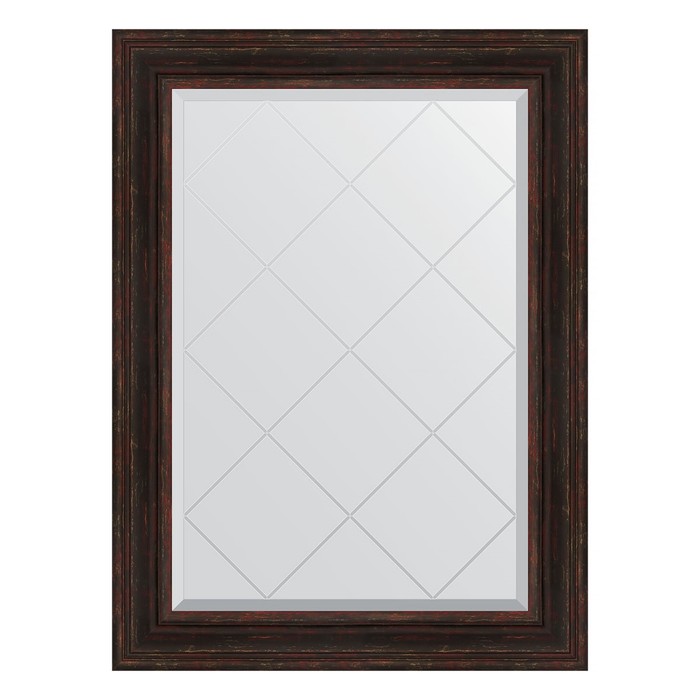 Зеркало с гравировкой в багетной раме, темный прованс 99 мм, 79x106 см зеркало с гравировкой в багетной раме темный прованс 99 мм 69x91 см